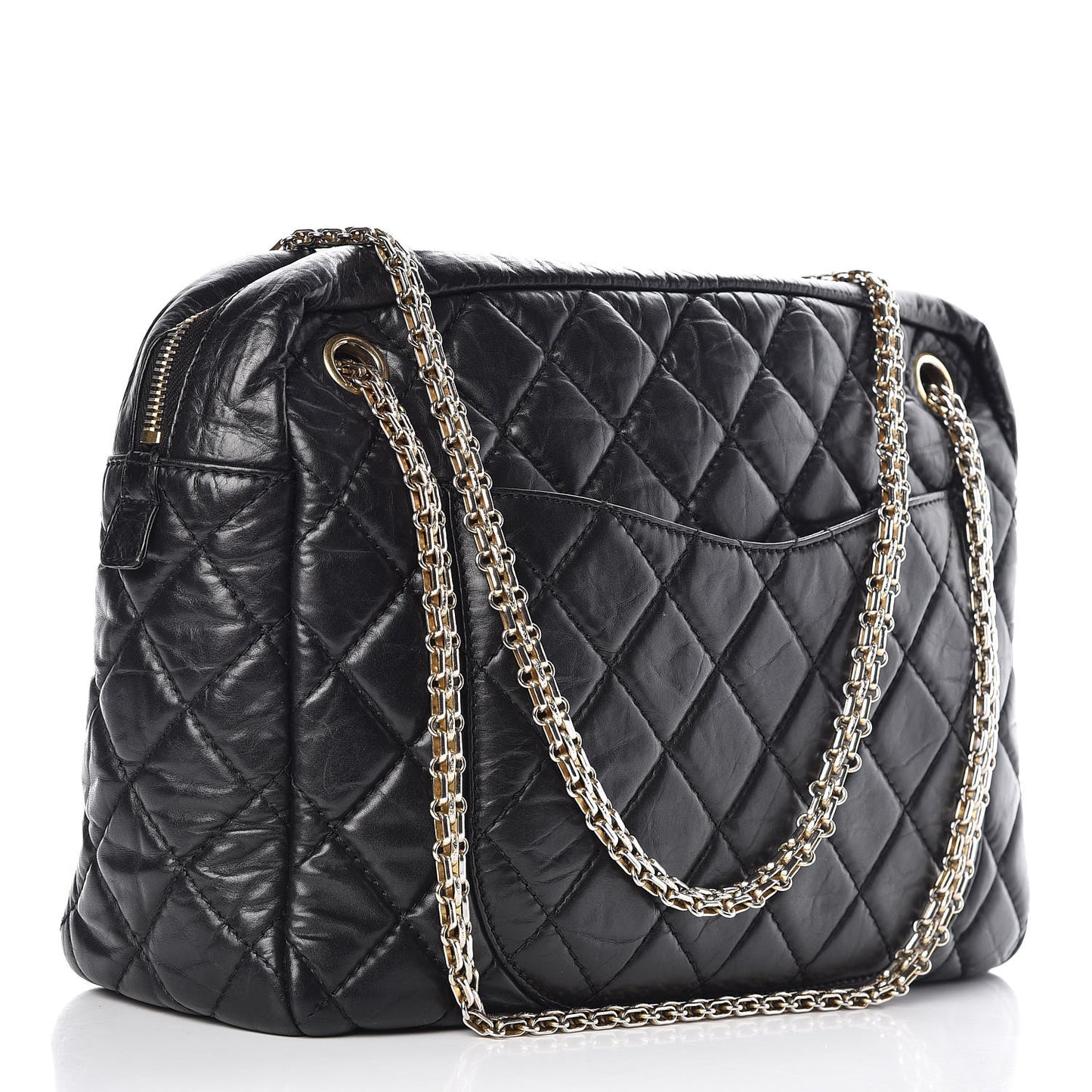 Aged Calfskin Quilted Large Reissue Camera Case Black
