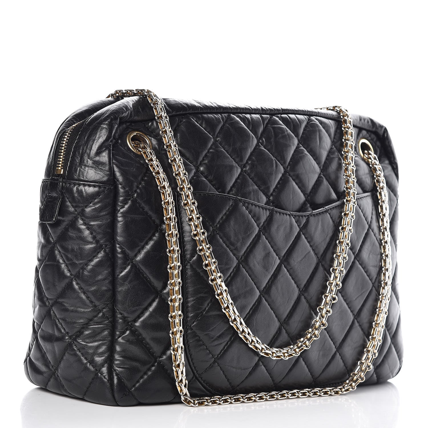 Chanel Aged Calfskin Quilted Large Reissue Camera Case Black 4 of 11