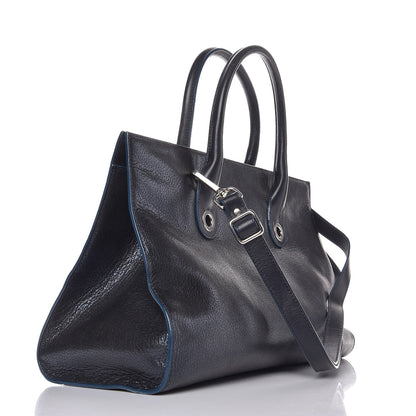 Jimmy Choo Metallic Grainy Goatskin Riley Tote Navy 3 of 12
