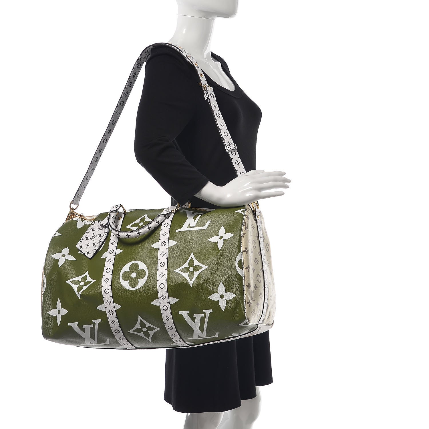 Louis Vuitton Monogram Giant Keepall Bandouliere 50 Kaki Beige 2 of 7