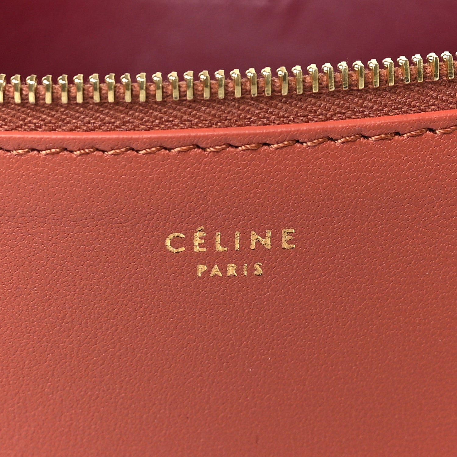 Celine Lambskin Bi-Color Solo Clutch Pouch Terracotta 6 of 10