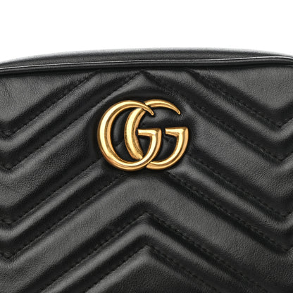 Gucci Calfskin Matelasse Mini GG Marmont Chain Shoulder Bag Black 5 of 12