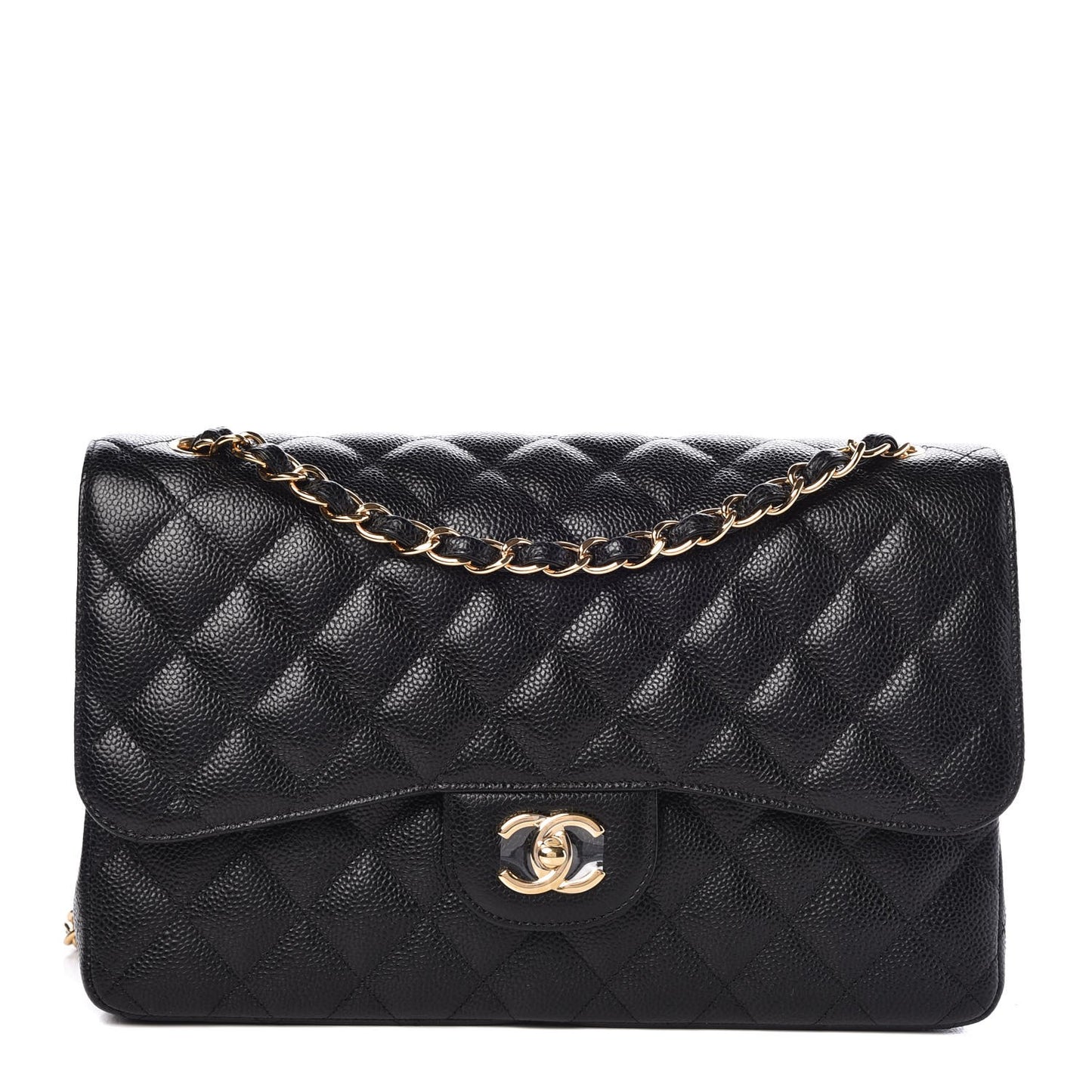 Caviar Quilted Jumbo Double Flap Black