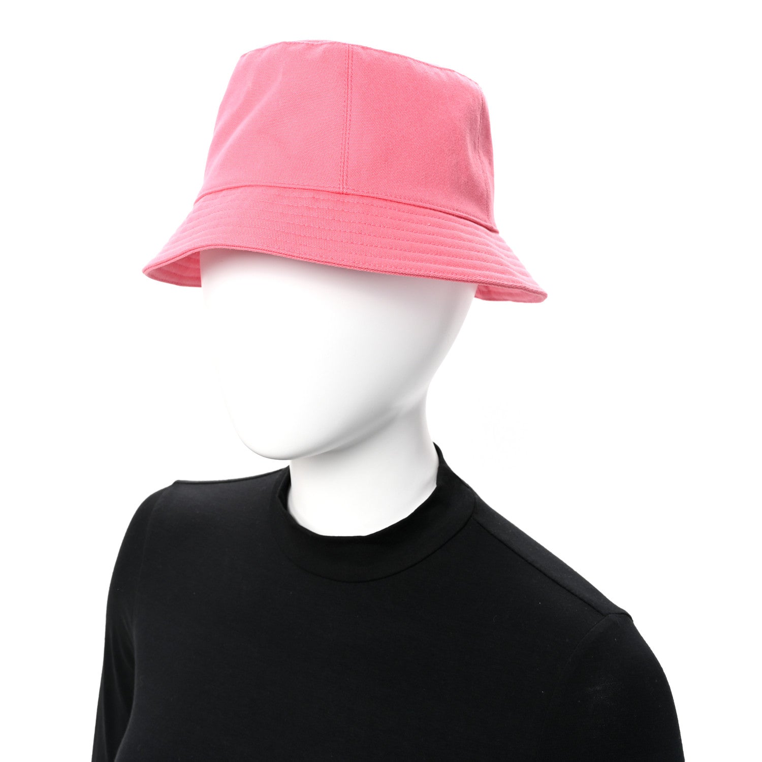 Hermes Cotton Canvas Calvi Seashell Bucket Hat 57 Rose Azalee