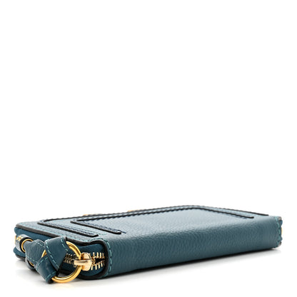 Chloe Grained Calfskin Marcie Long Zip Around Wallet Steel Blue 4 of 7