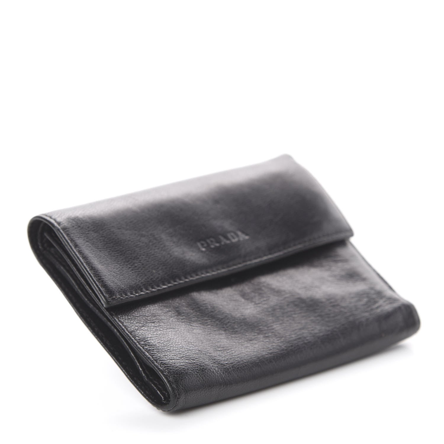 Prada Goatskin Flap Wallet Black 3 of 5