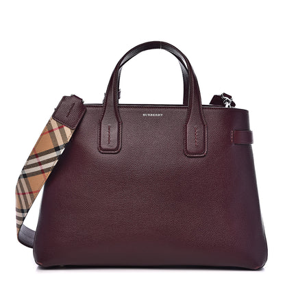 Burberry Derby Calfskin House Check Medium Banner Tote Burgundy 1 of 12
