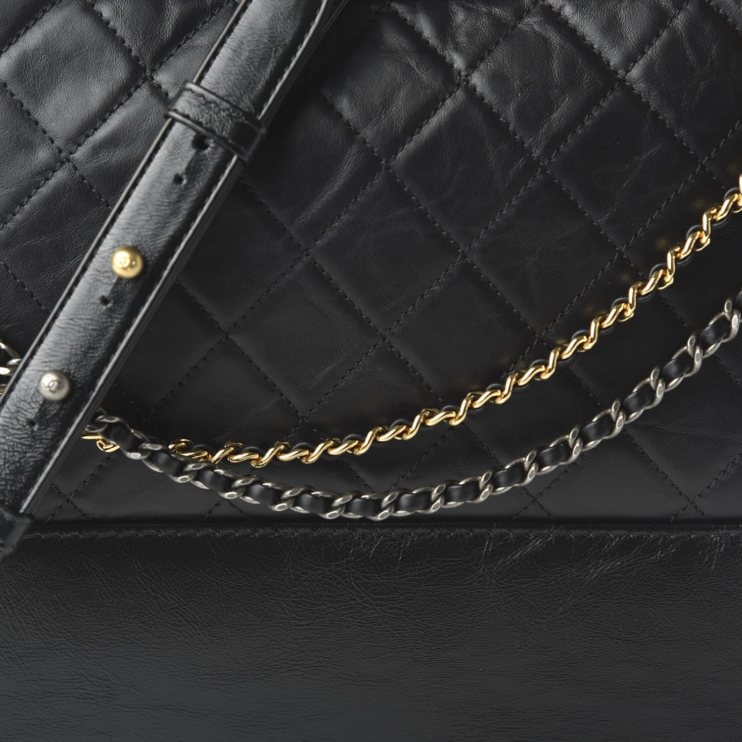 Chanel Aged Calfskin Quilted Medium Gabrielle Hobo Black 10 of 11