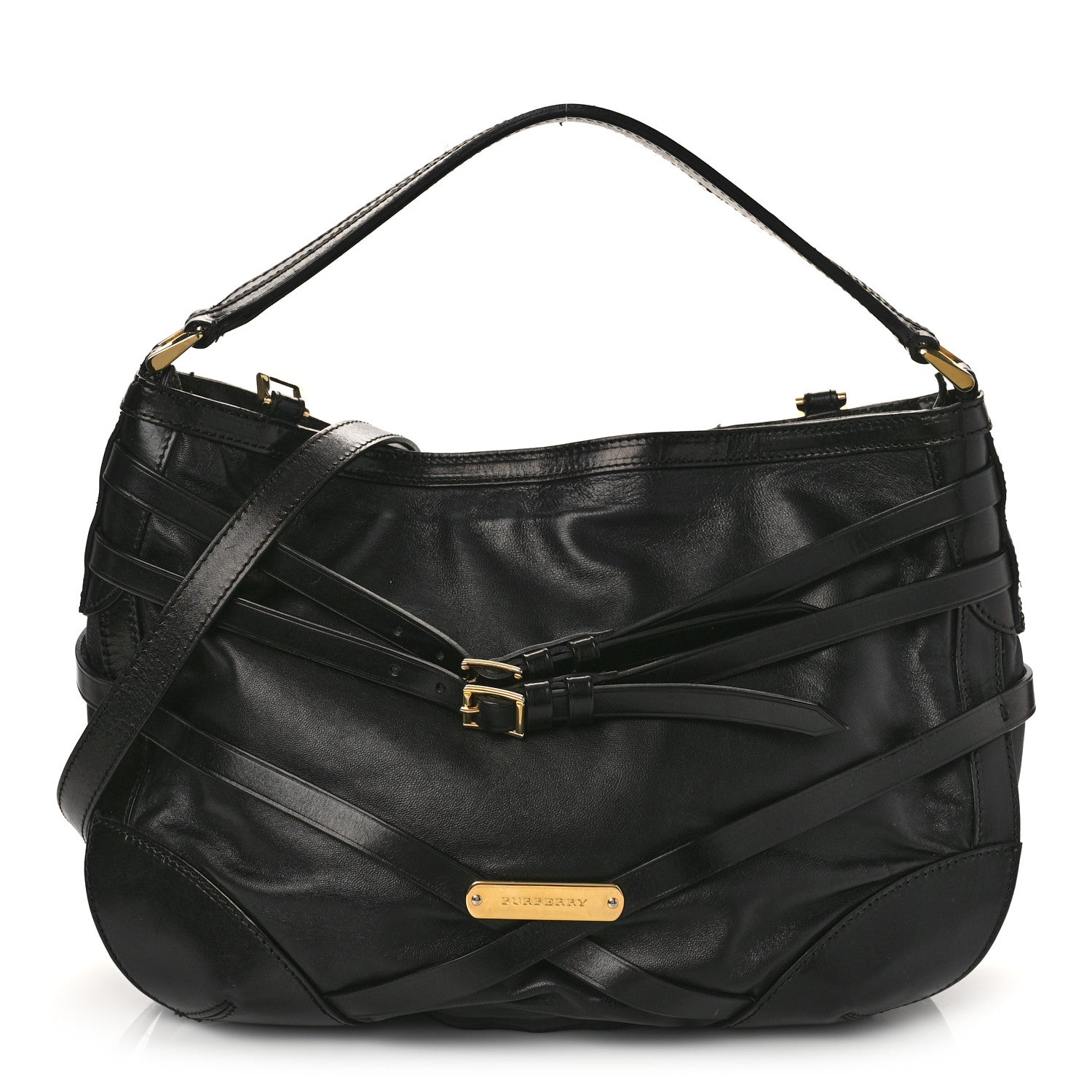 Burberry Lambskin Bridle Calfskin Small Dutton Hobo Black 1 of 10