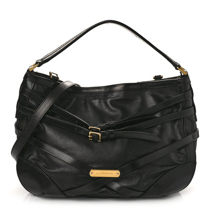 Burberry Lambskin Bridle Calfskin Small Dutton Hobo Black 1 of 10