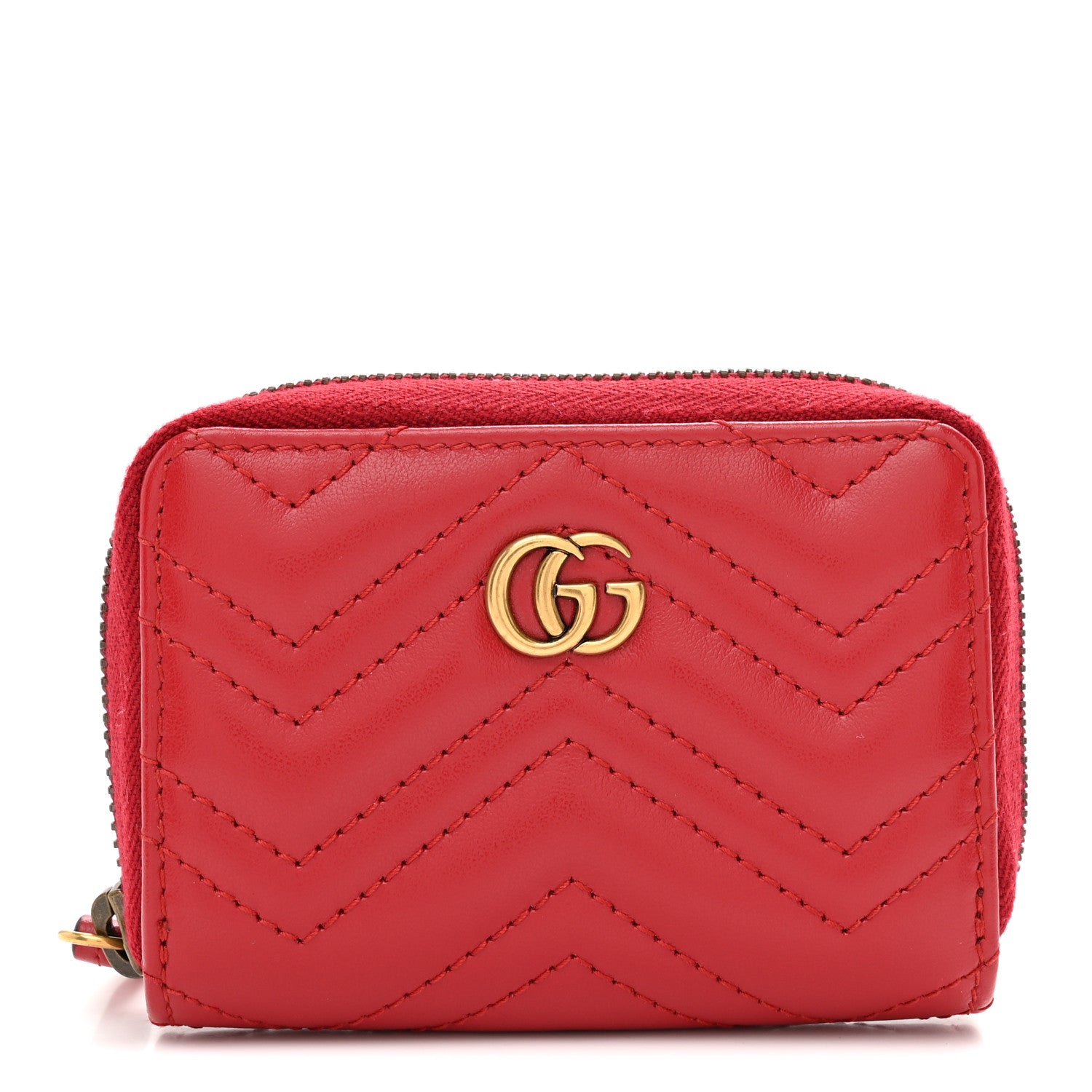 Gucci Calfskin Matelasse GG Marmont Zip Around Card Case Hibiscus Gucci Calfskin Matelasse GG Marmont Zip Around Card Case Hibiscus