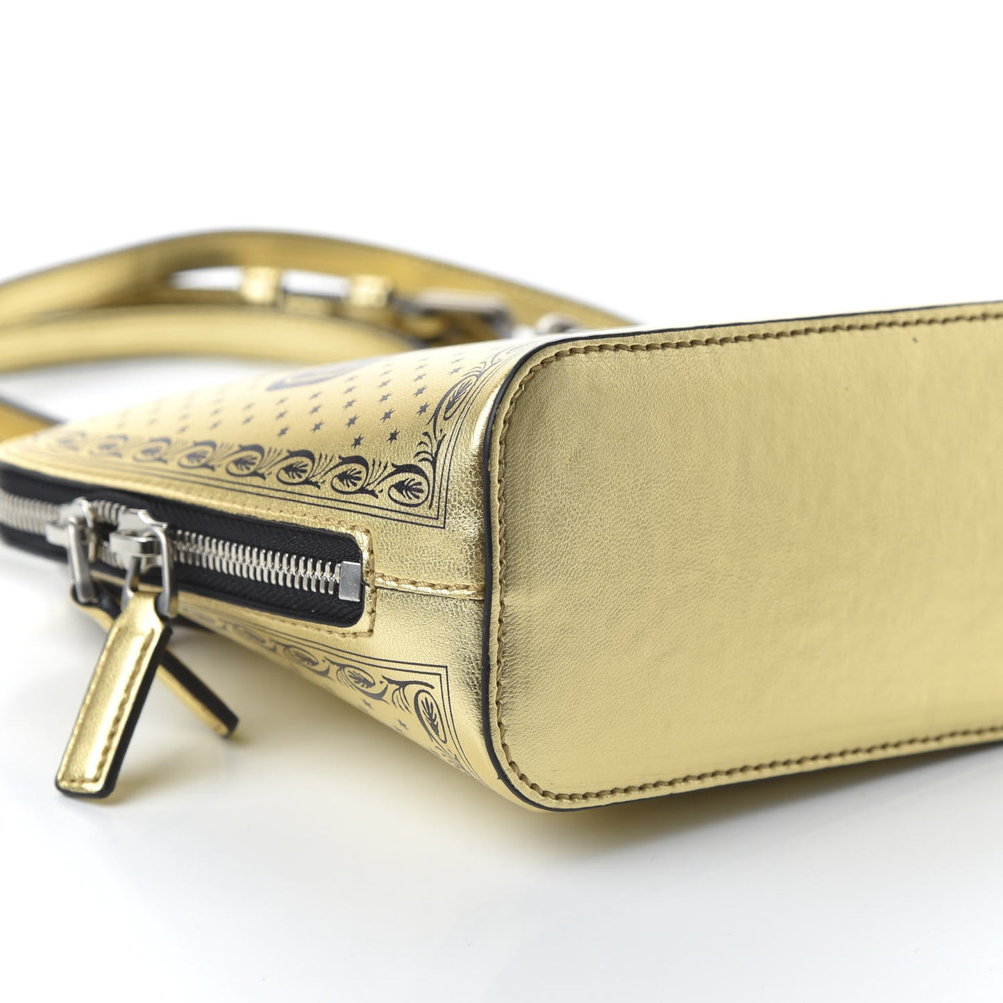 X SEGA Calfskin GUCCY Stars Mini Dome Shoulder Bag Gold