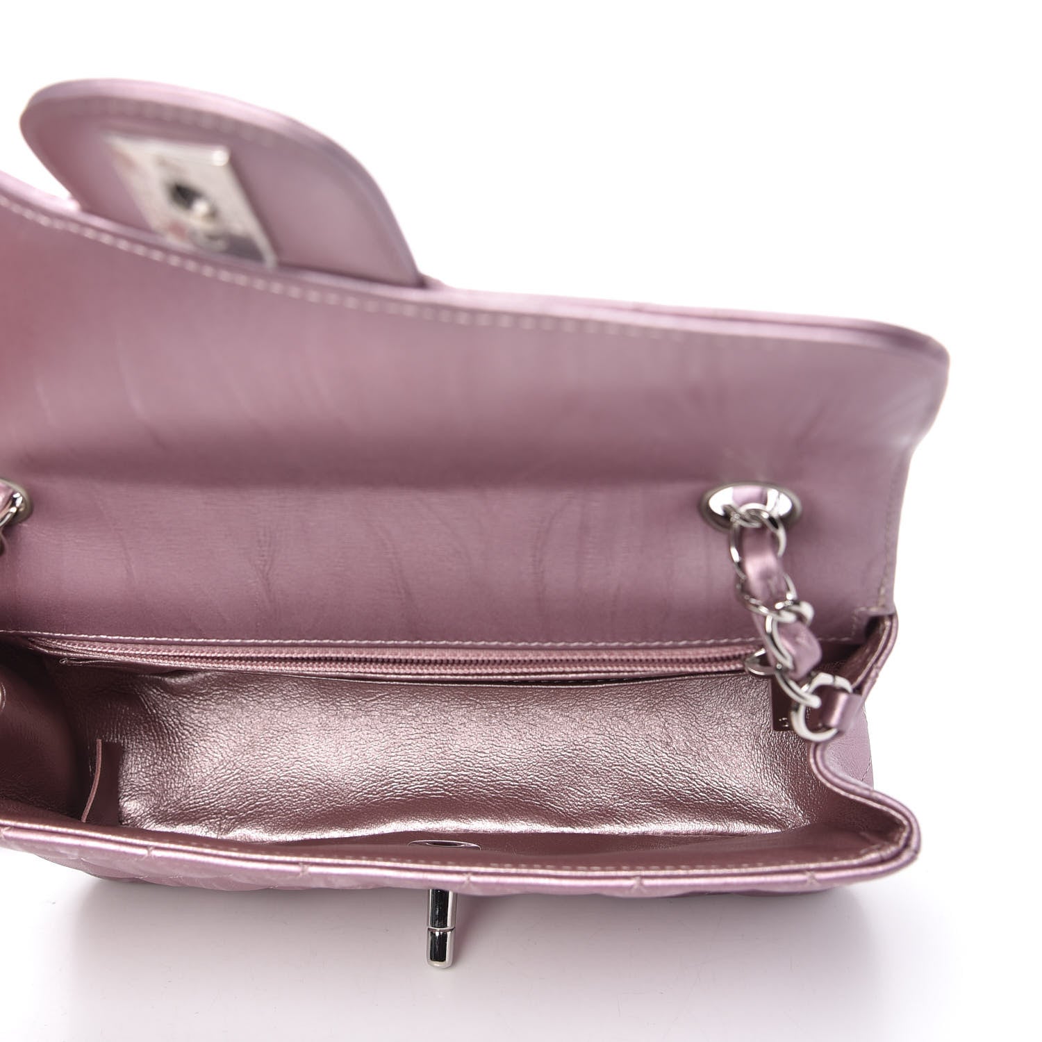 Chanel Metallic Calfskin Quilted Mini Rectangular Flap Pink 5 of 10