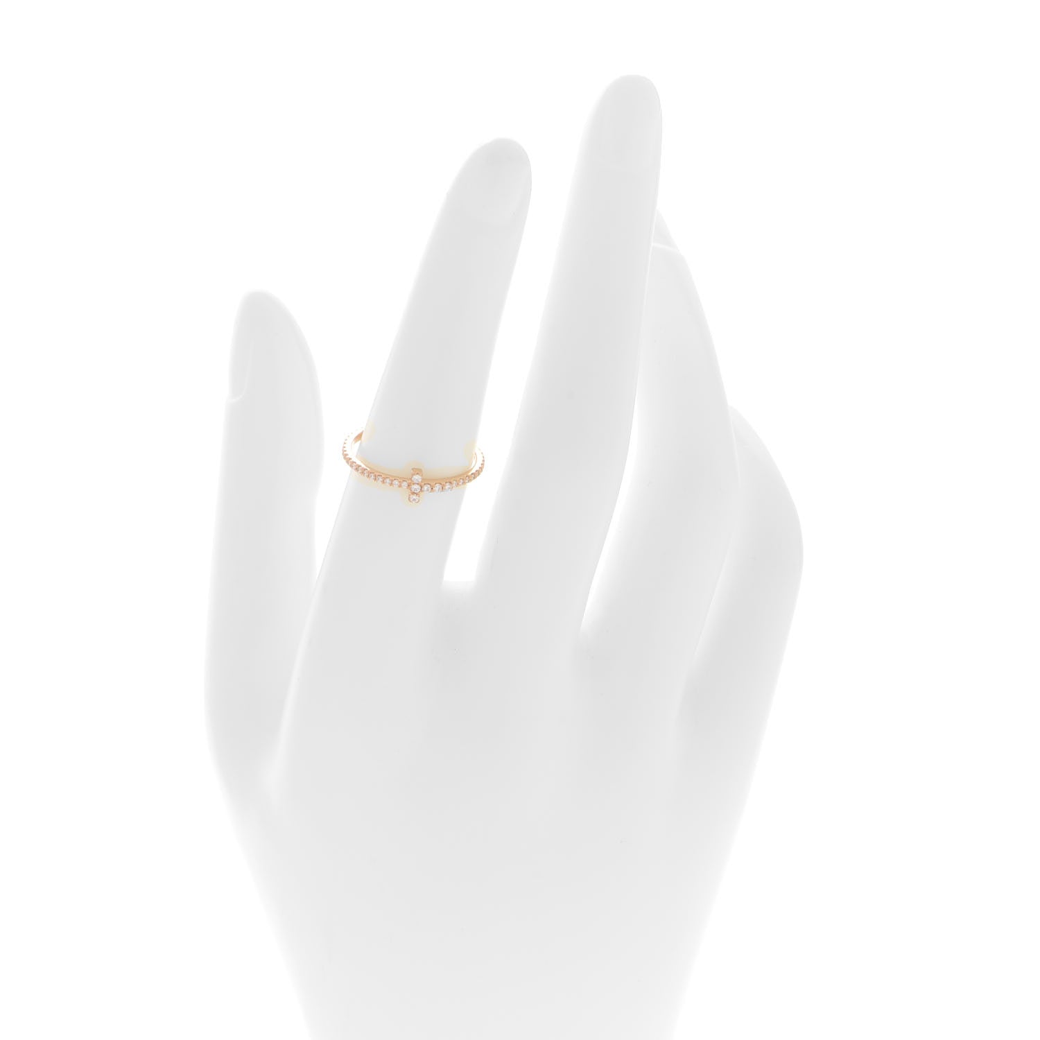 Tiffany 18K Rose Gold Diamond T Wire Pave Ring 54 6.75 2 of 4