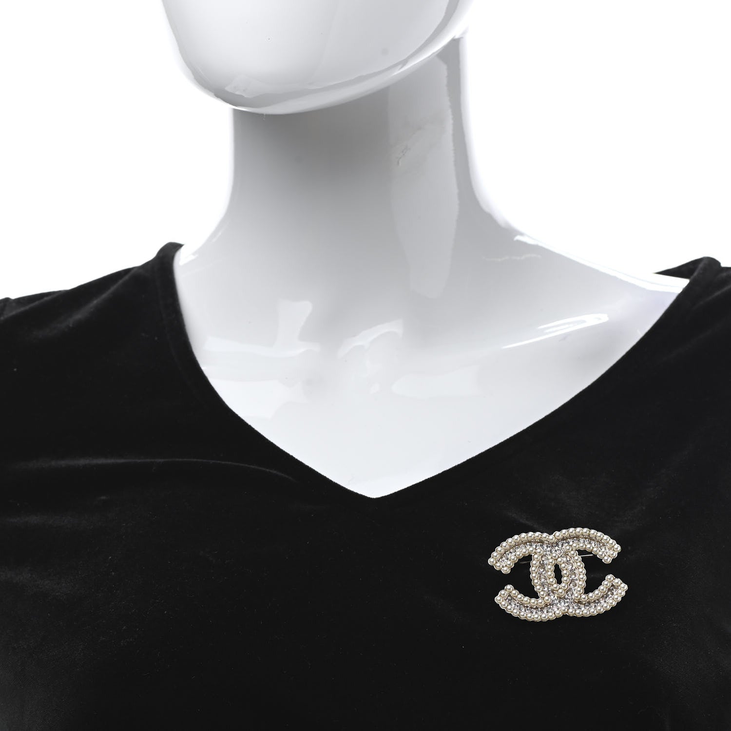 Chanel Crystal Pearl Multi Row CC Brooch Gold 2 of 4