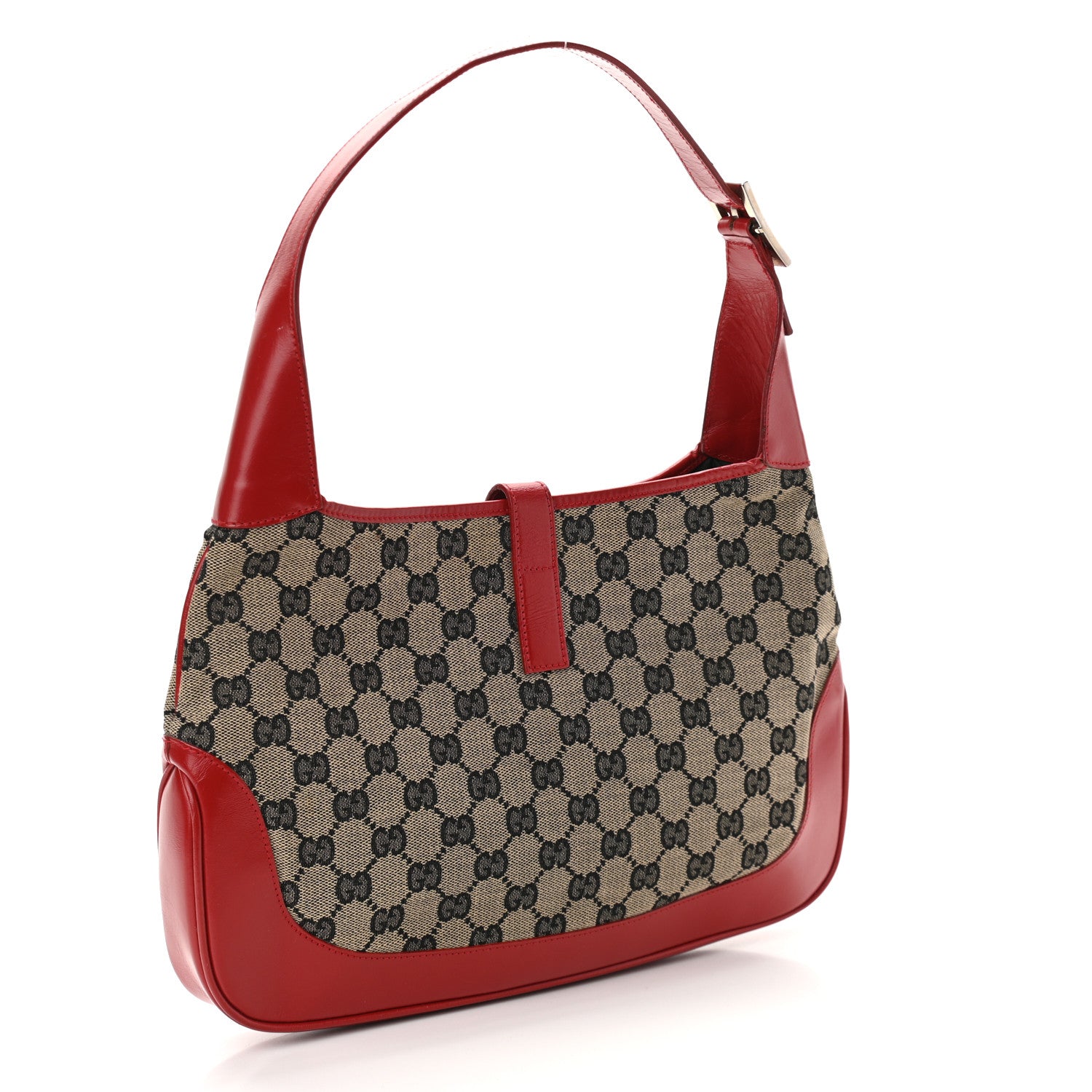 Gucci Monogram Jackie O Hobo Beige Blue Red 3 of 12