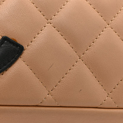 Chanel Calfskin Quilted Cambon Pochette Beige Black 13 of 13