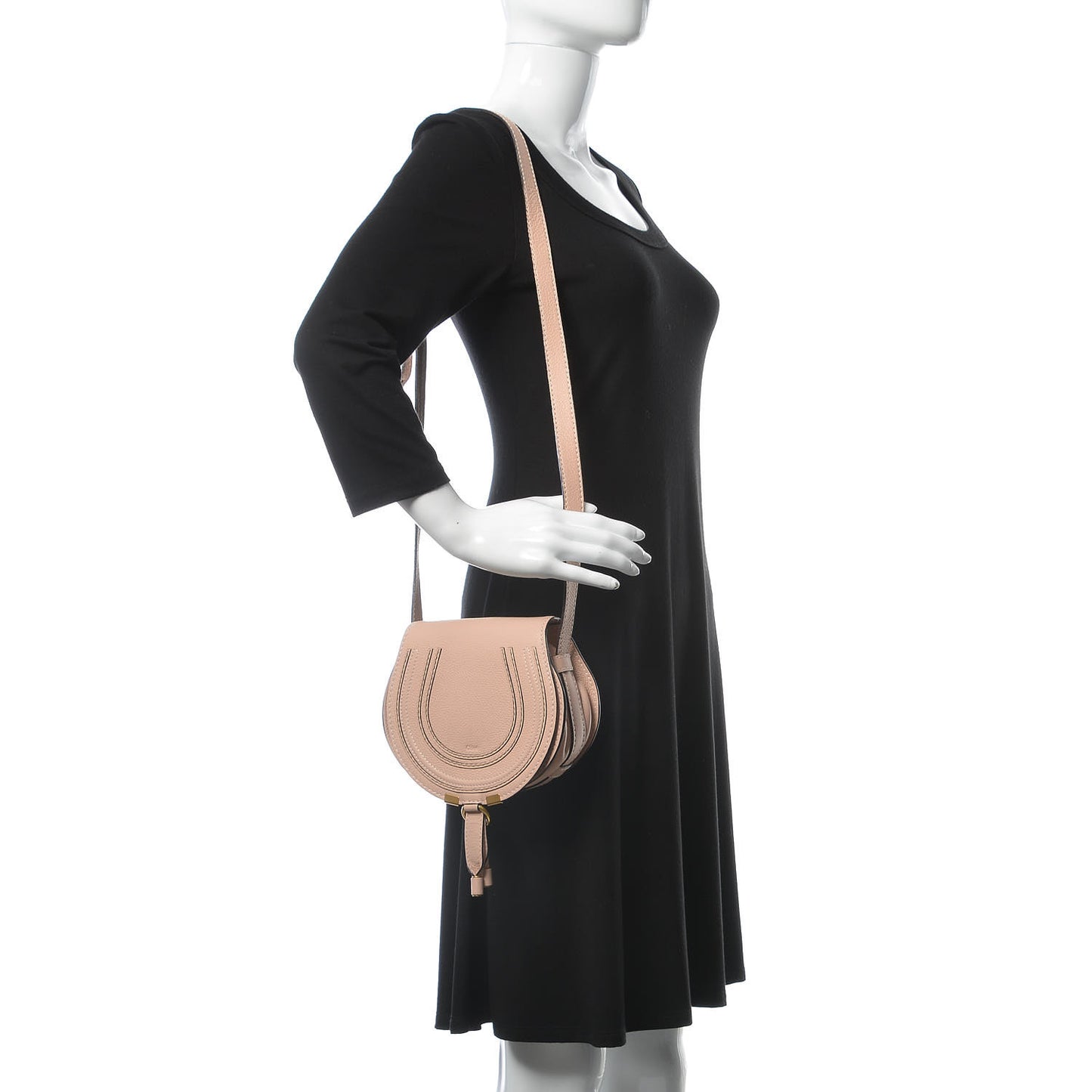 Calfskin Mini Marcie Round Crossbody Bag Blush Nude