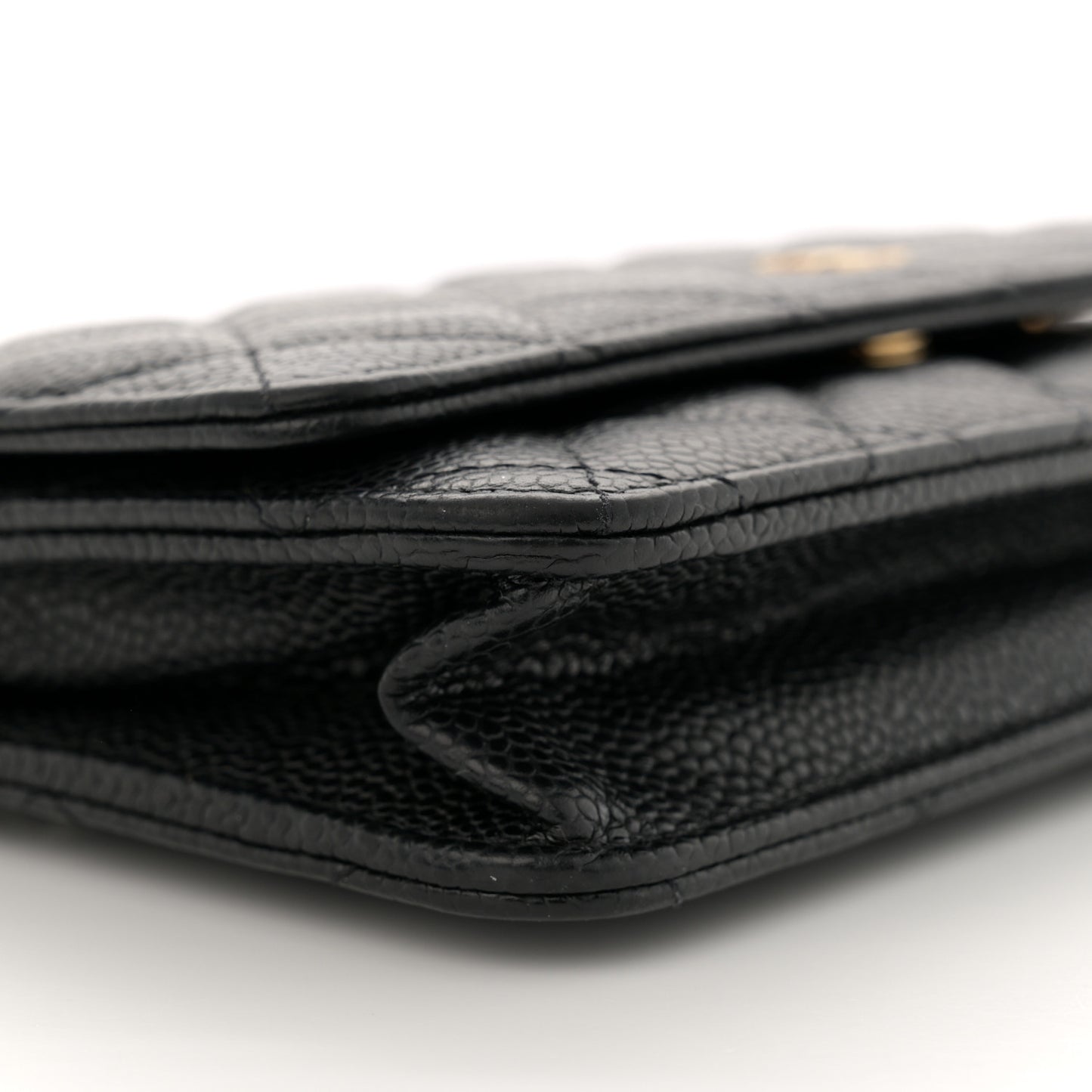 Caviar Quilted Wallet on Chain WOC Black