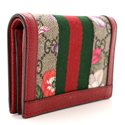 Gucci GG Supreme Monogram Flora Web Ophidia Card Case Red 3 of 8
