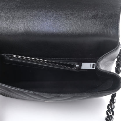 Saint Laurent Sheepskin Matelasse Chevron Monogram Monochrome Medium College Bag Black 5 of 13