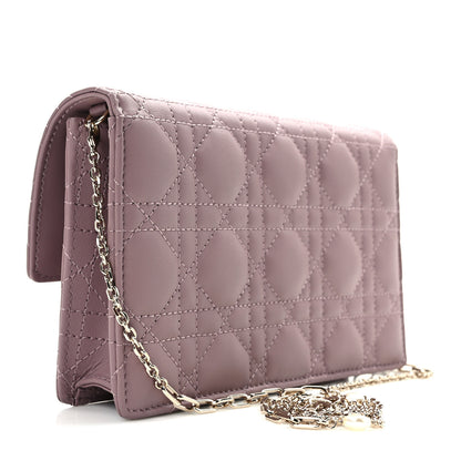 Christian Dior Lambskin Cannage Lady Dior Chain Pouch Purple 3 of 14