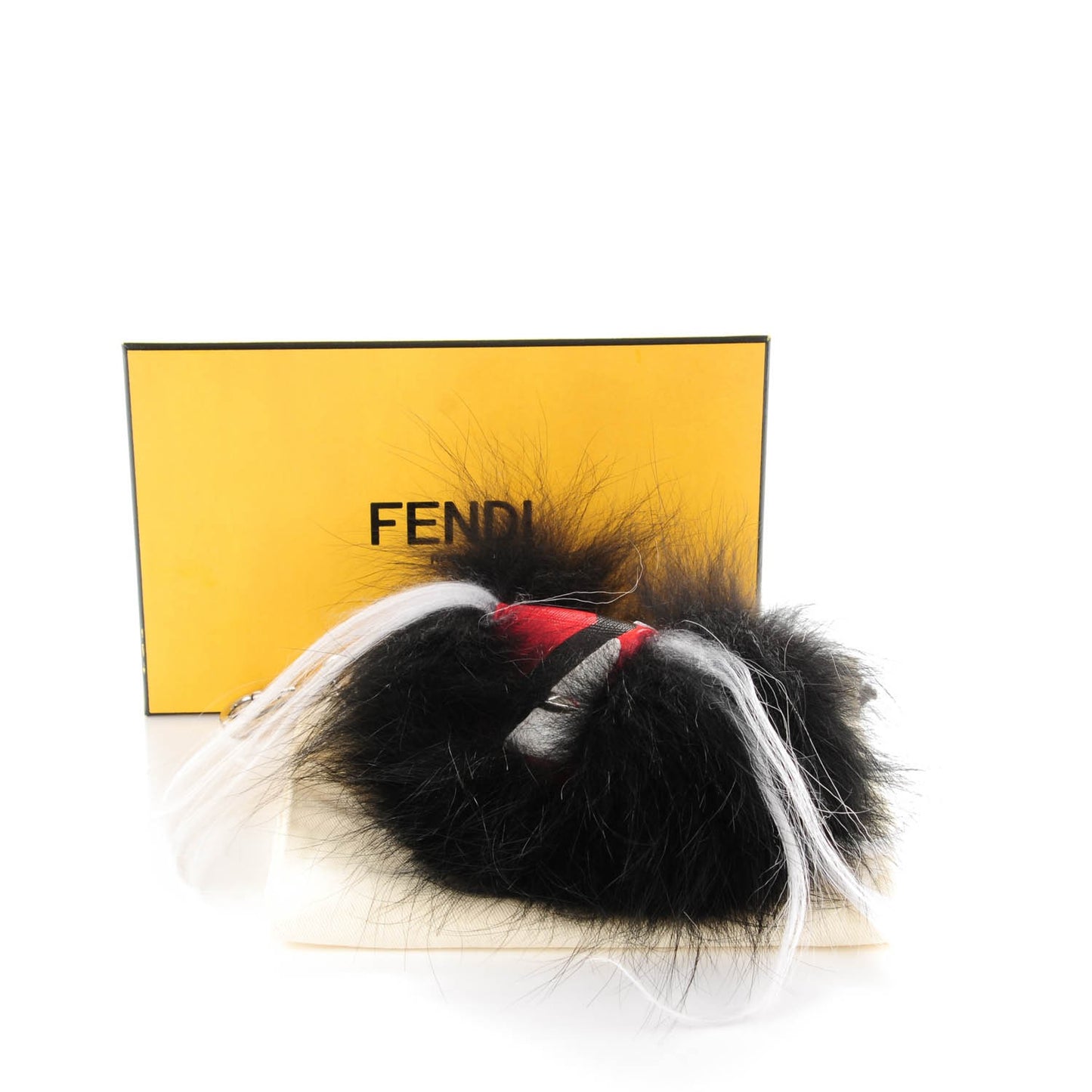 Vitello Elite Fox Goat Fur Igor Monster Bag Bug Cube Charm Rosso Black White