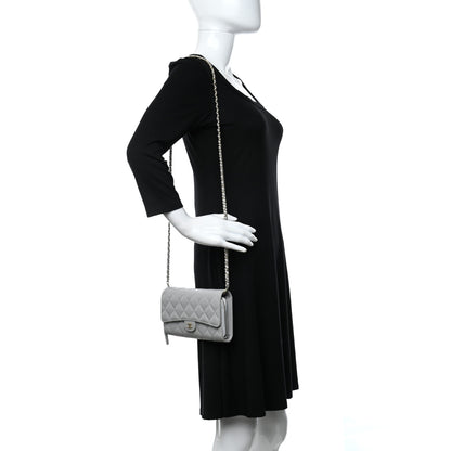Chanel Caviar Quilted Phone Holder Wallet on Removable Chain Grey 2 of 12