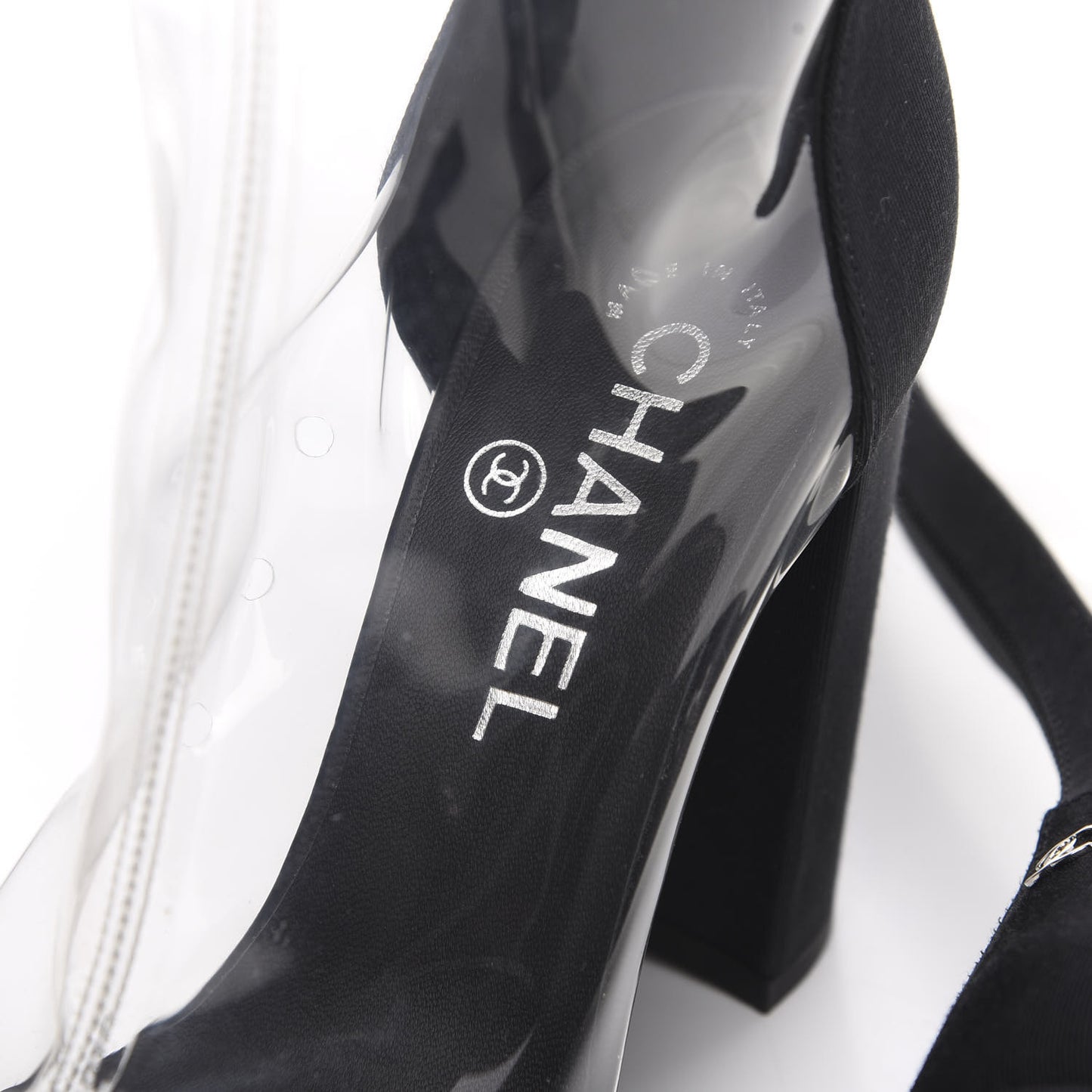PVC Grosgrain High Boots 36 Transparent Black