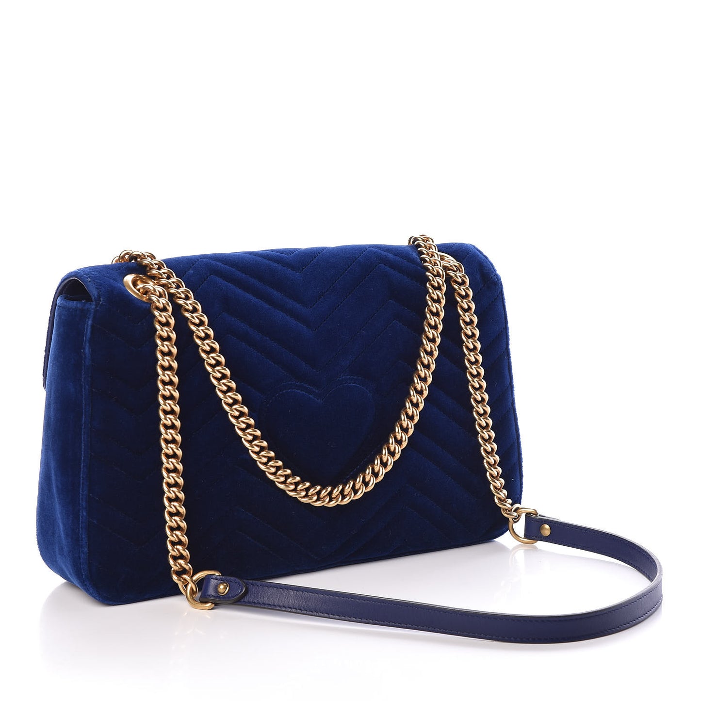 Velvet Matelasse Medium GG Marmont Shoulder Bag Cobalt Blue
