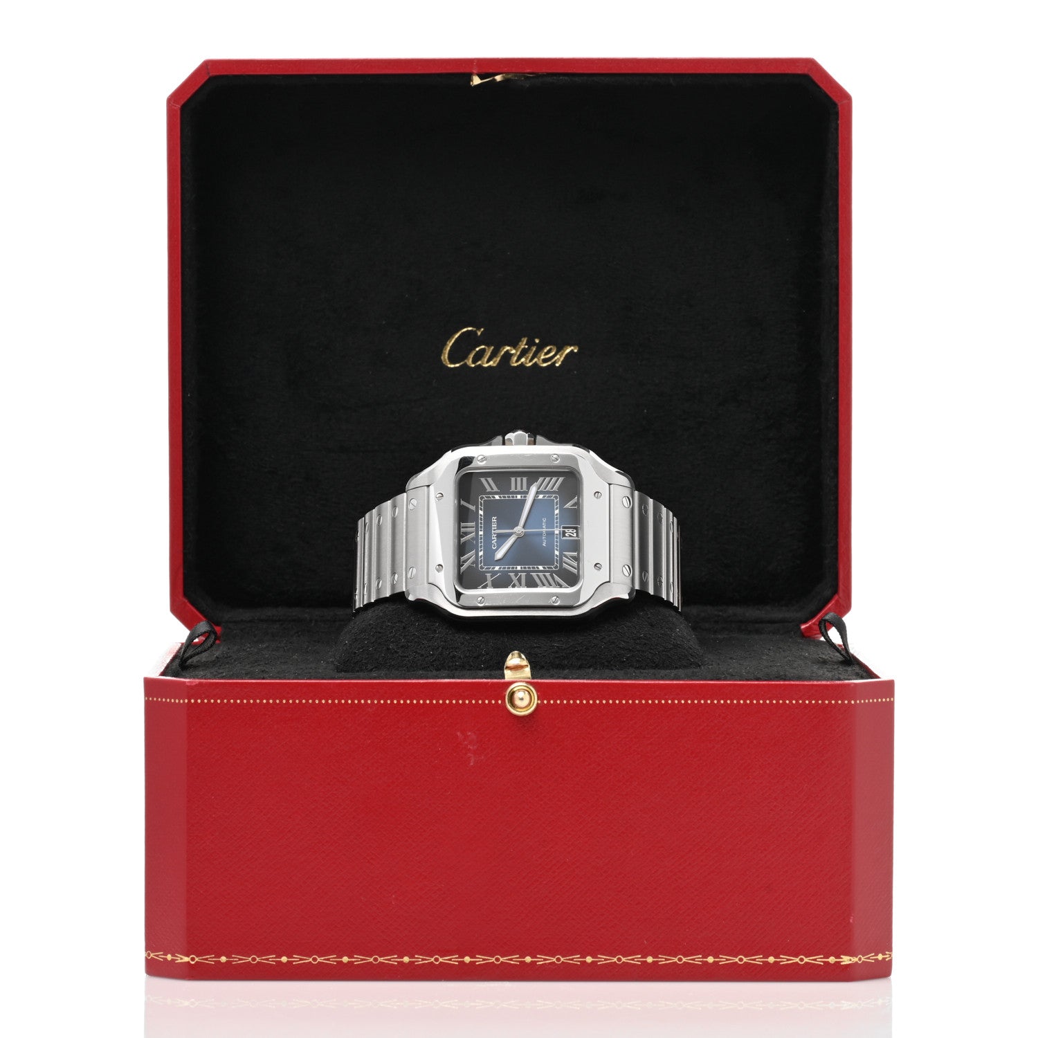 Cartier Stainless Steel 39.8mm Santos De Cartier Automatic Watch Blue 5 of 5