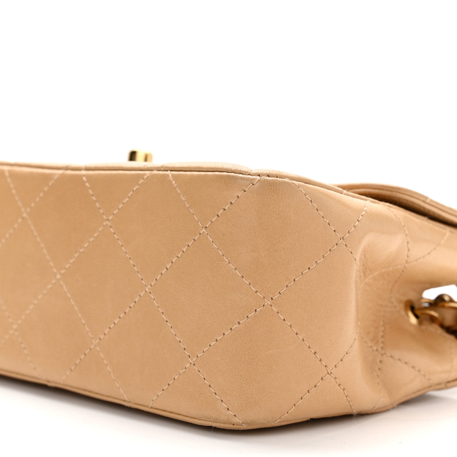 Chanel Lambskin Quilted Mini Rectangular Flap Dark Beige 10 of 11