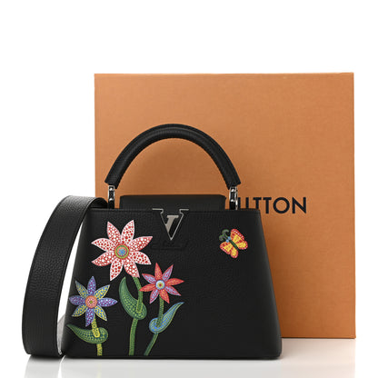 Louis Vuitton LV X YK Taurillon Inlaid Kusama Flowers Capucines BB Black 19 of 19