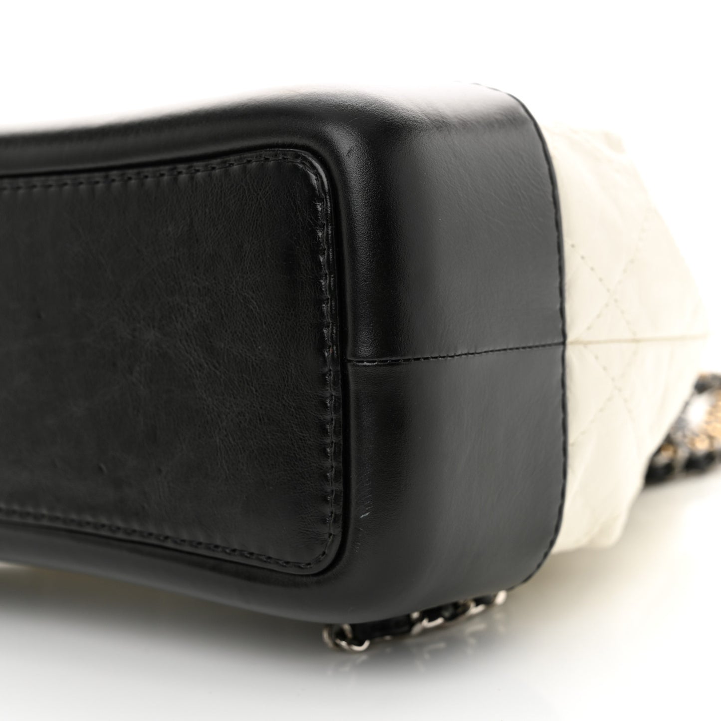 Aged Calfskin Quilted Small Gabrielle Backpack Black White
