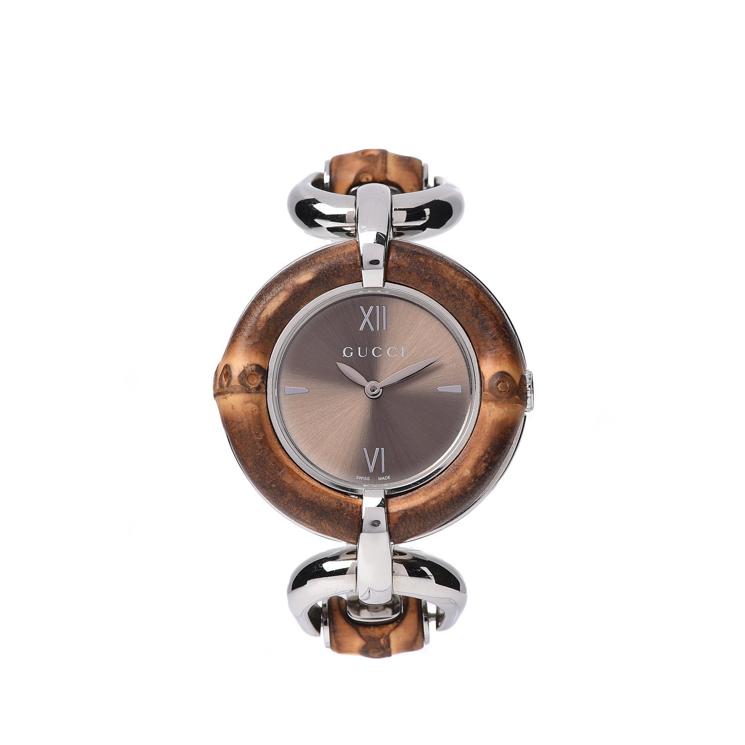 Gucci Stainless Steel Bamboo 35mm Quartz Watch Brown 1 of 6