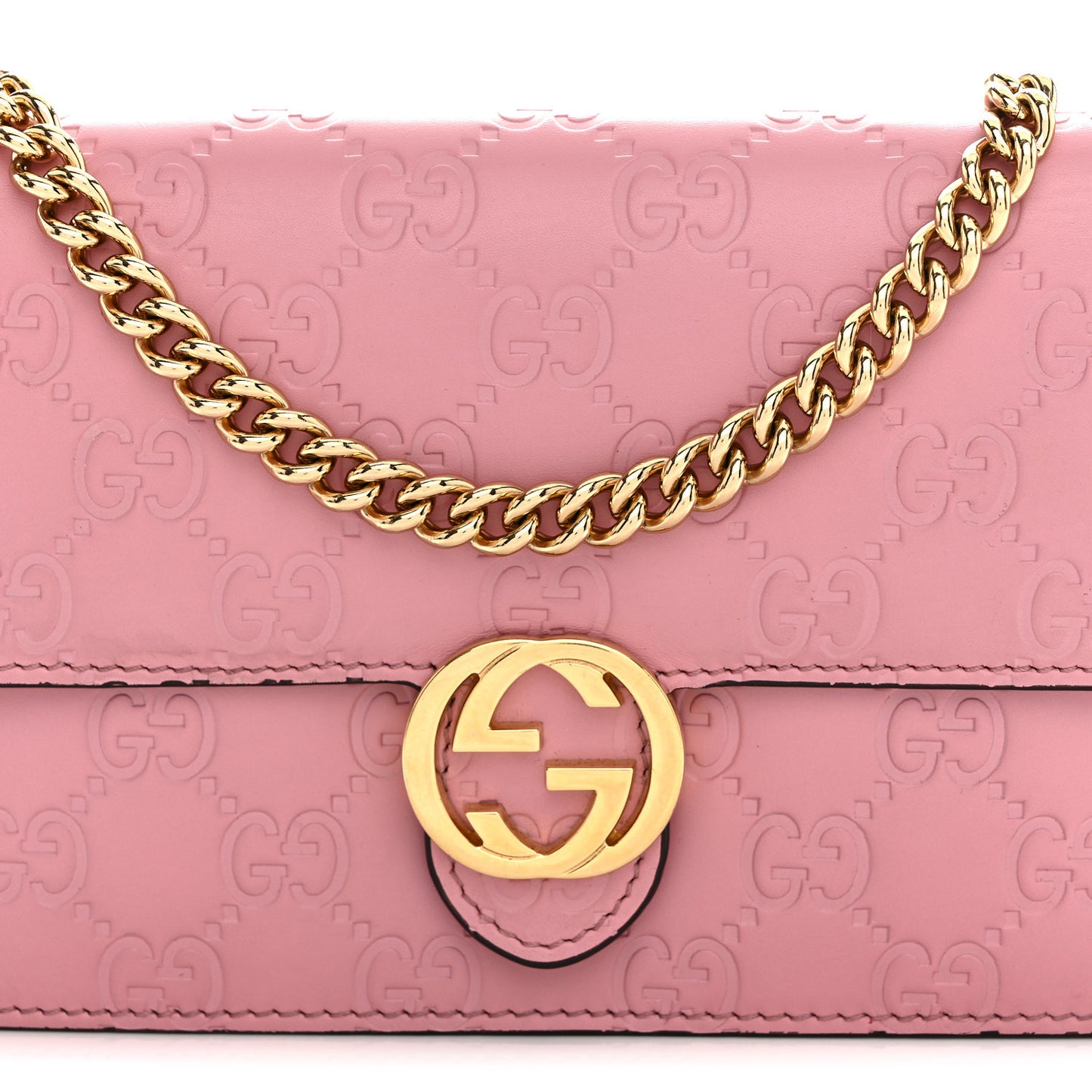 Guccissima Icon Chain Wallet Carmine Rose