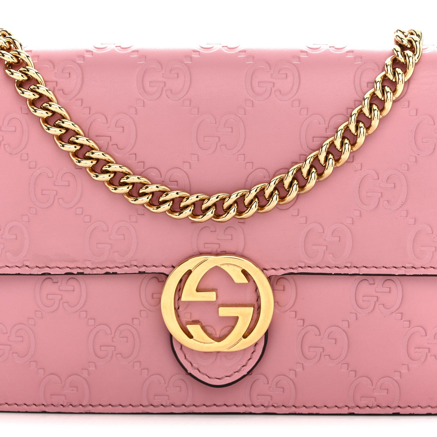 Gucci Guccissima Icon Chain Wallet Carmine Rose 8 of 10