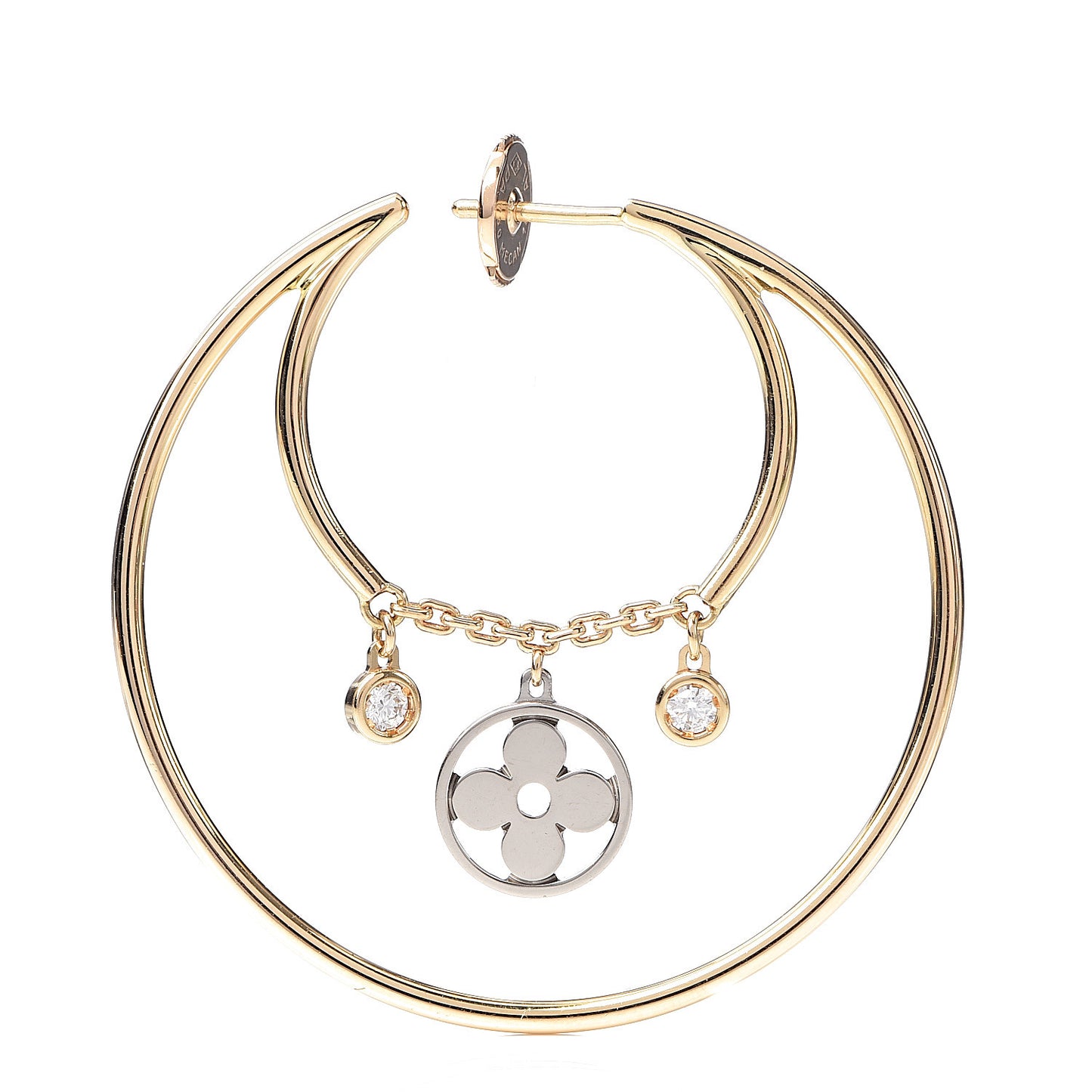 18K Yellow White Pink Gold Diamond Idylle Blossom Pampilles Hoop Earrings
