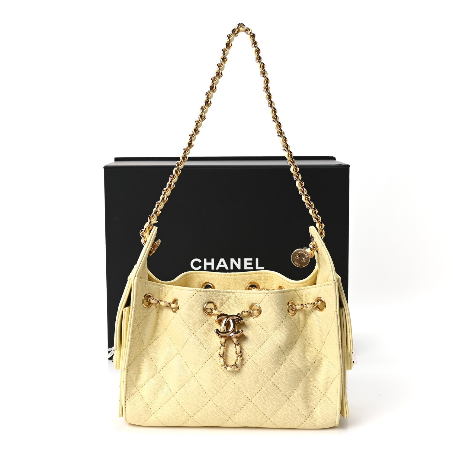 Chanel Caviar Quilted Mini Chanel 25 Handbag Light Yellow 11 of 11