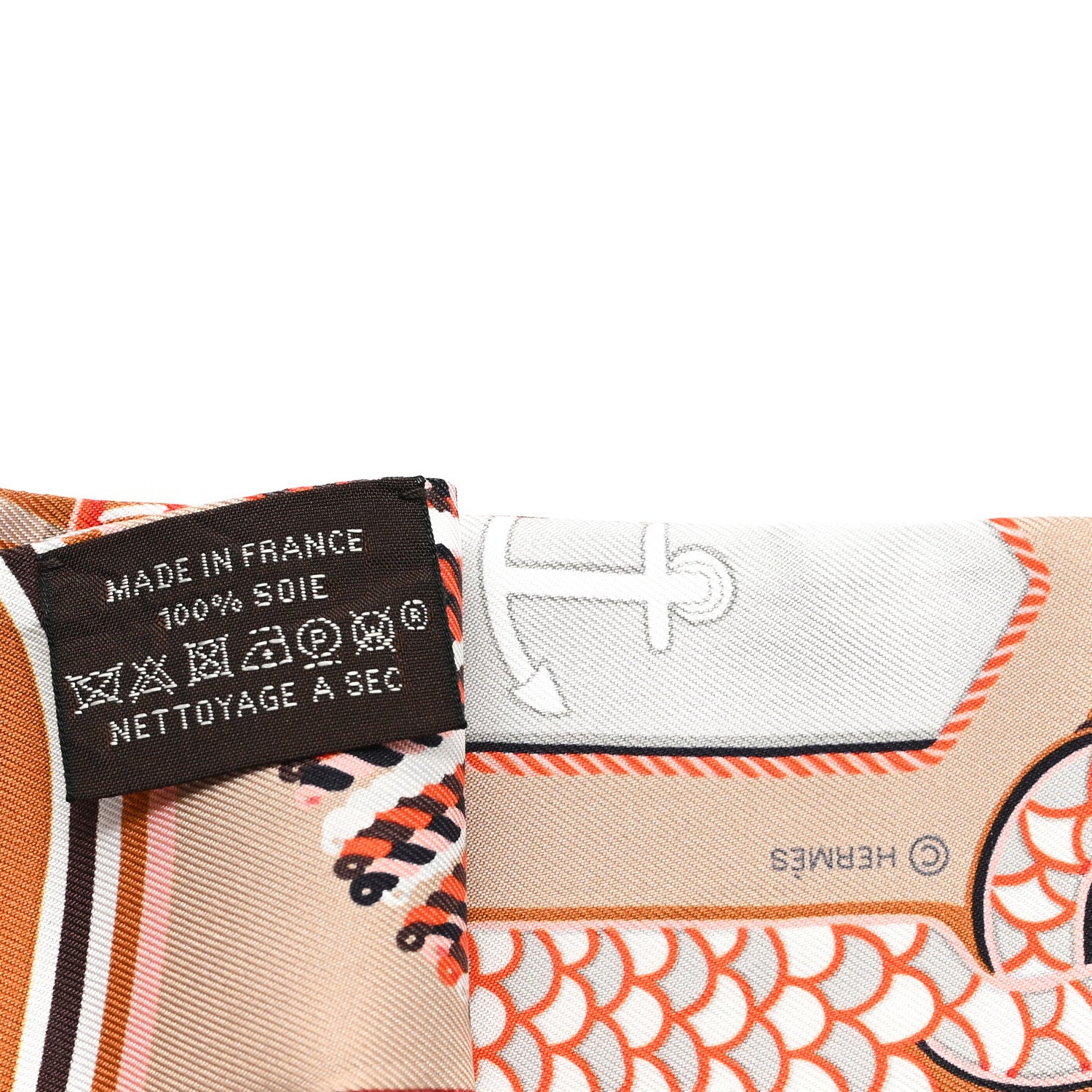 Hermes Silk Epaulettes Twilly Beige Terracotta Orange 3 of 4