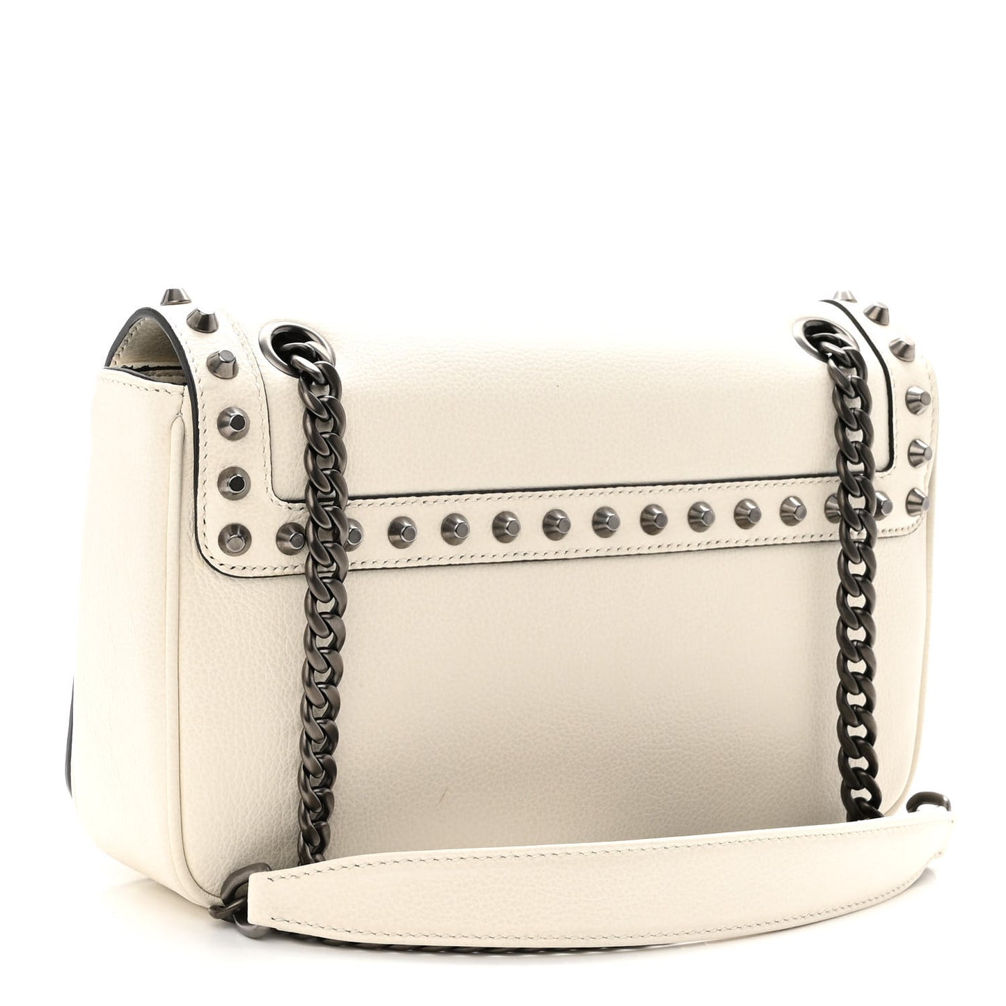 Glace Calfskin Studded Crossbody White