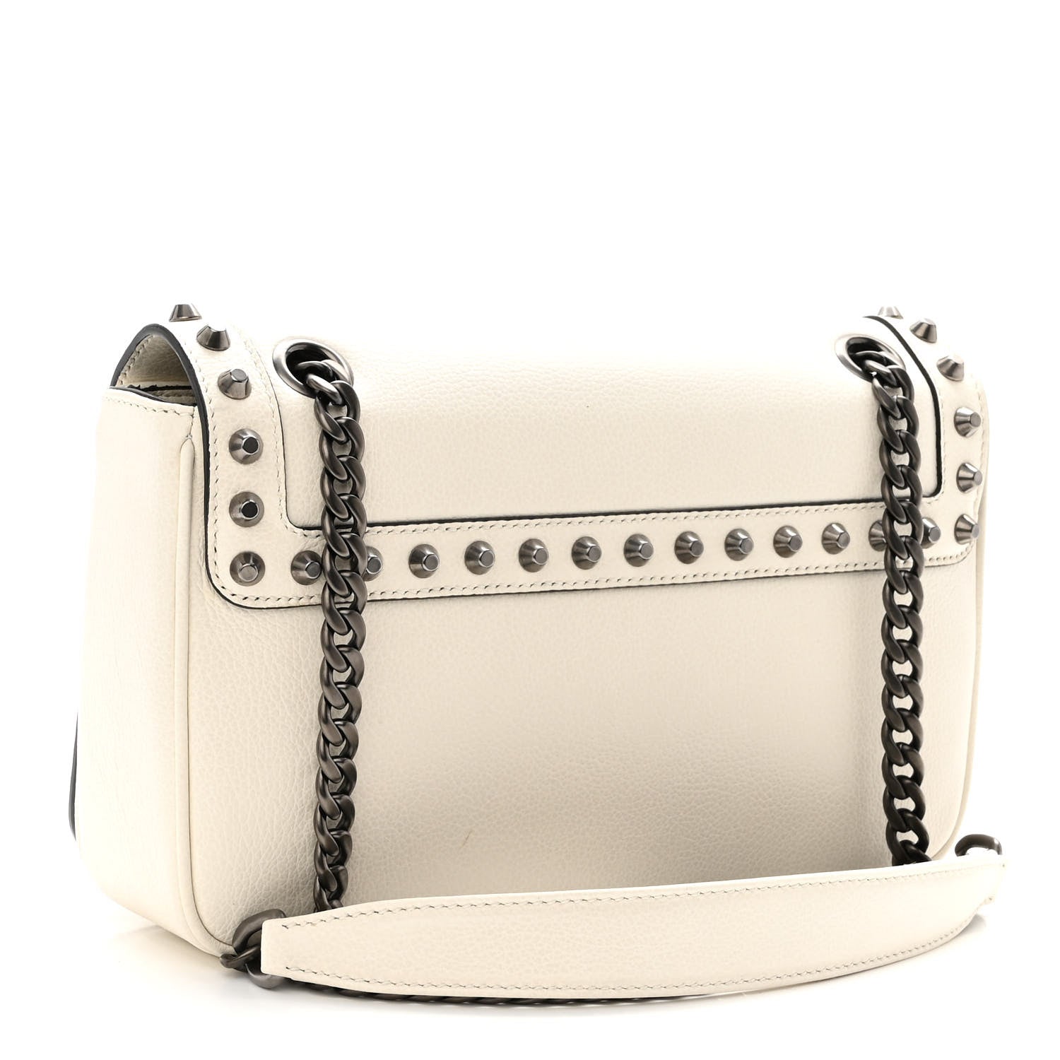 Prada Glace Calfskin Studded Crossbody White 3 of 9