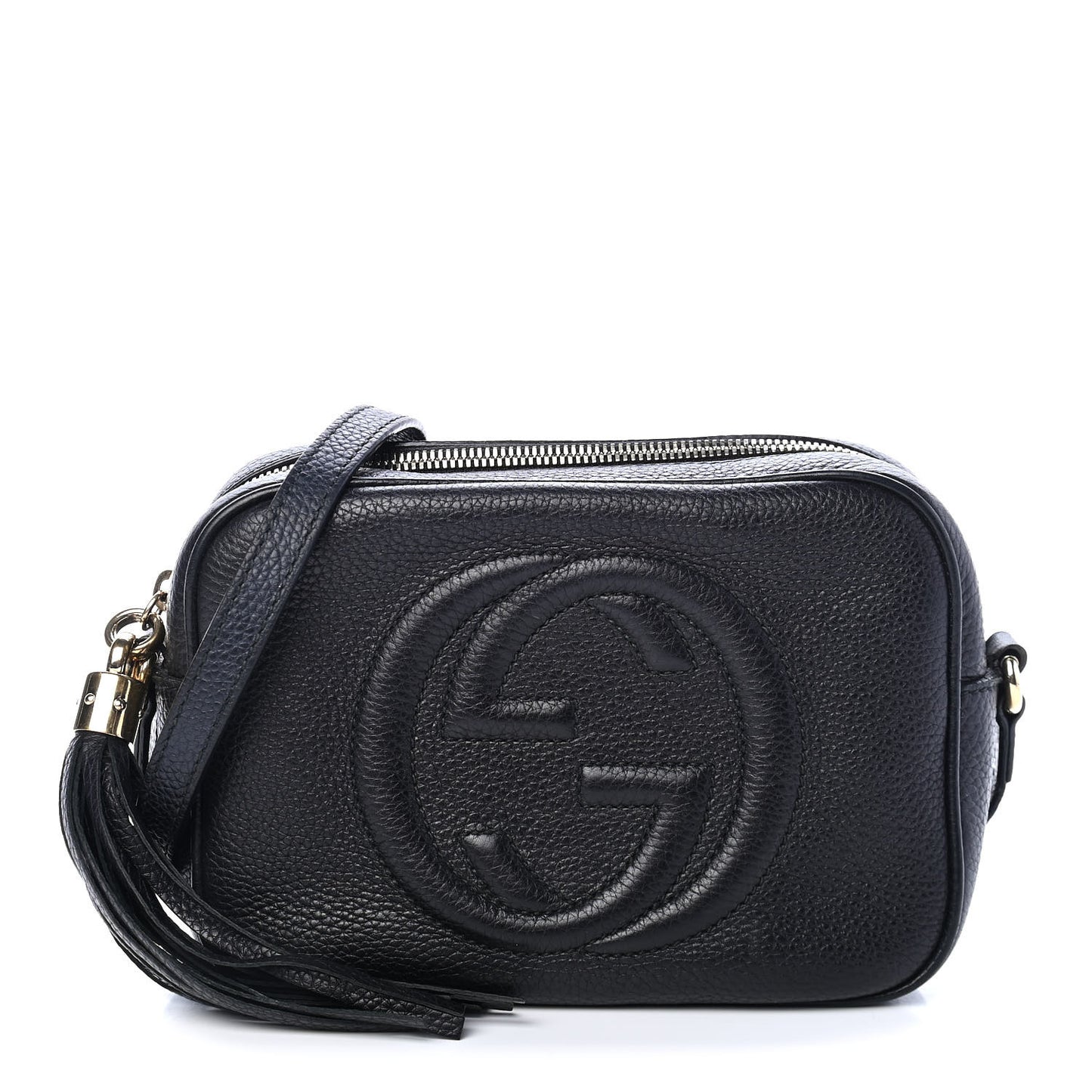 Pebbled Calfskin Small Soho Disco Bag Black