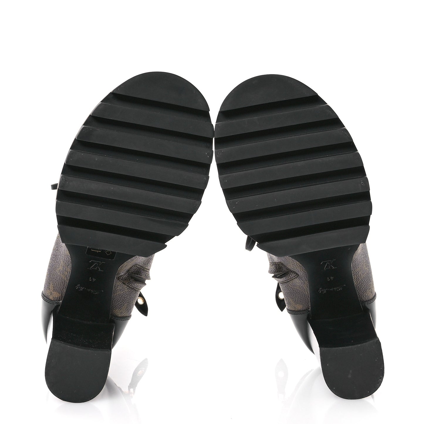 Patent Calfskin Monogram Star Trail Ankle Boots 41 Black
