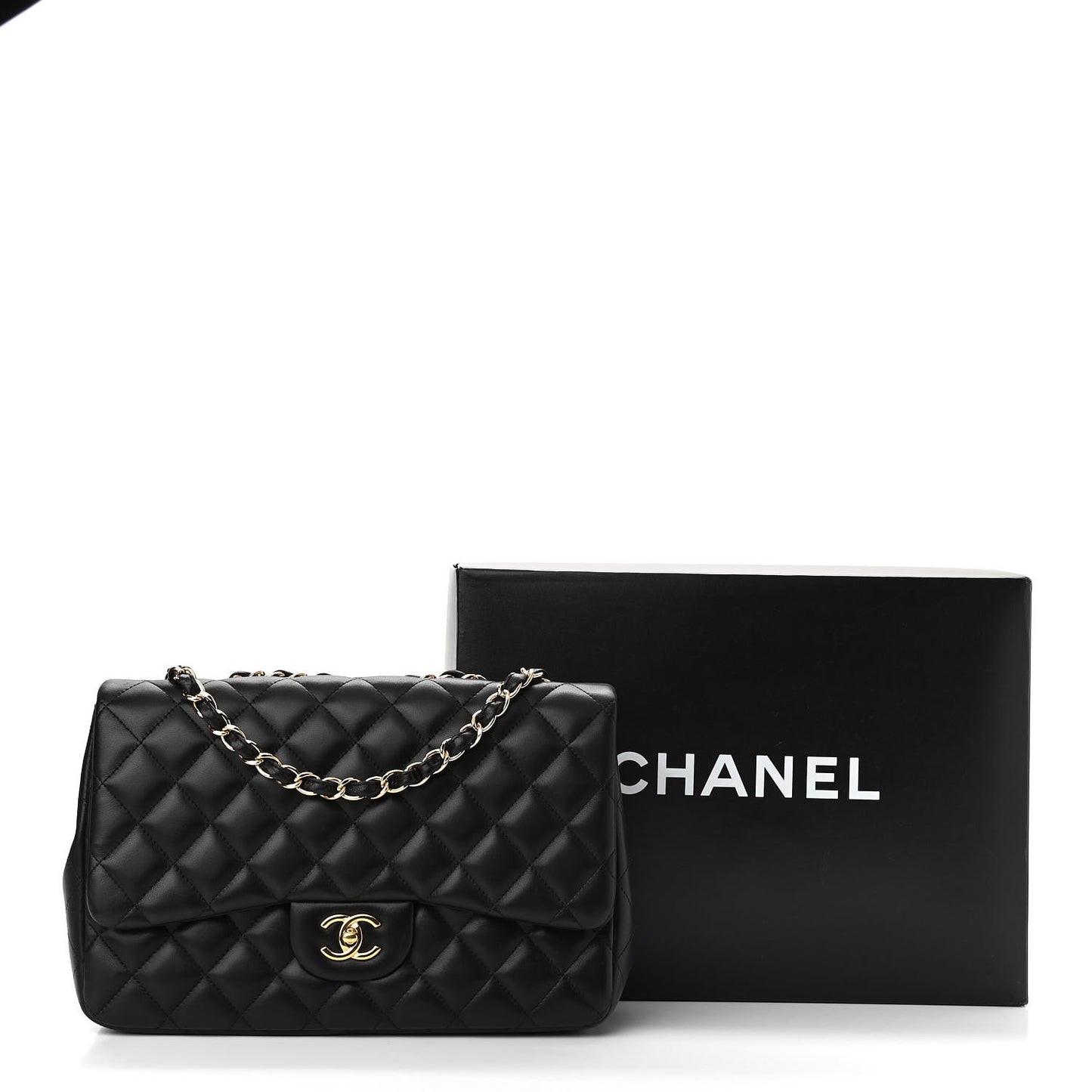 Lambskin Quilted Jumbo Single Flap Black