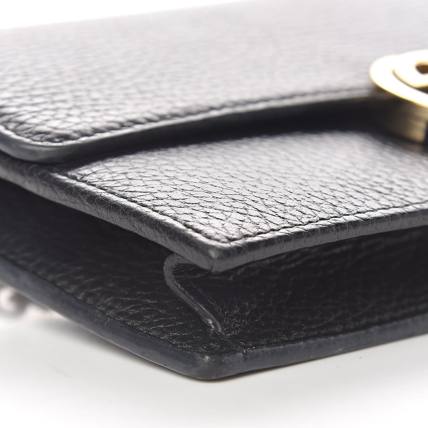 Dollar Calfskin Interlocking G Chain Wallet Black