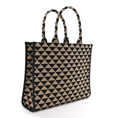 Prada Jacquard Saffiano Triangolo Symbole Embroidered Large Tote Black Corda 3 of 10