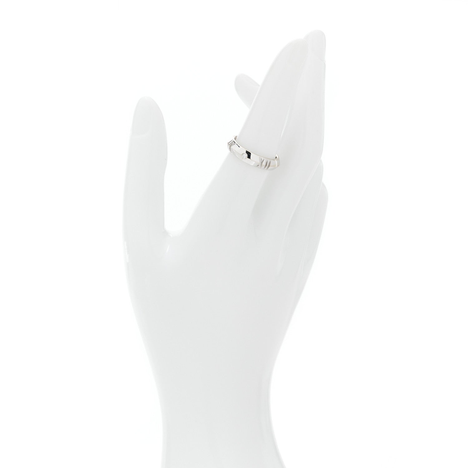 Tiffany 18K White Gold Diamond Narrow Atlas X Closed Ring 53 6.5 2 of 6