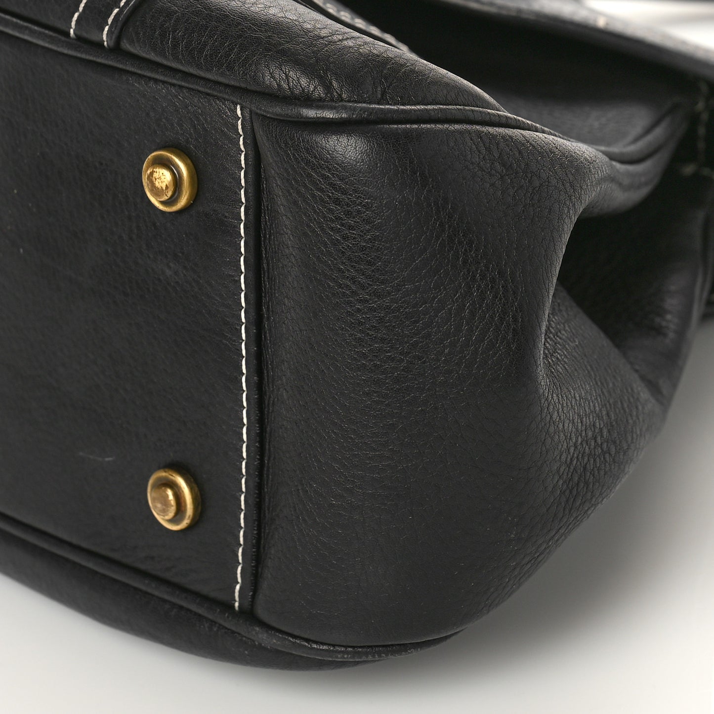 Calfskin Saddle Top Handle Satchel Black