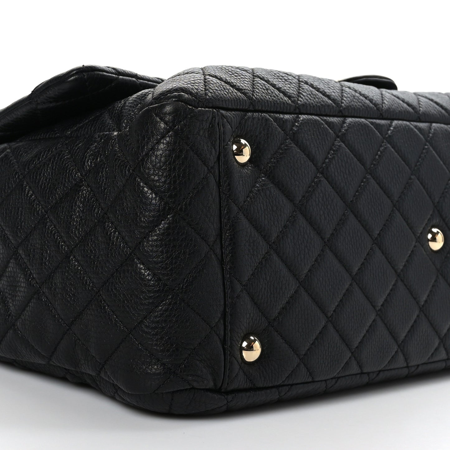 Calfskin Quilted XXL Travel Flap Bag Black